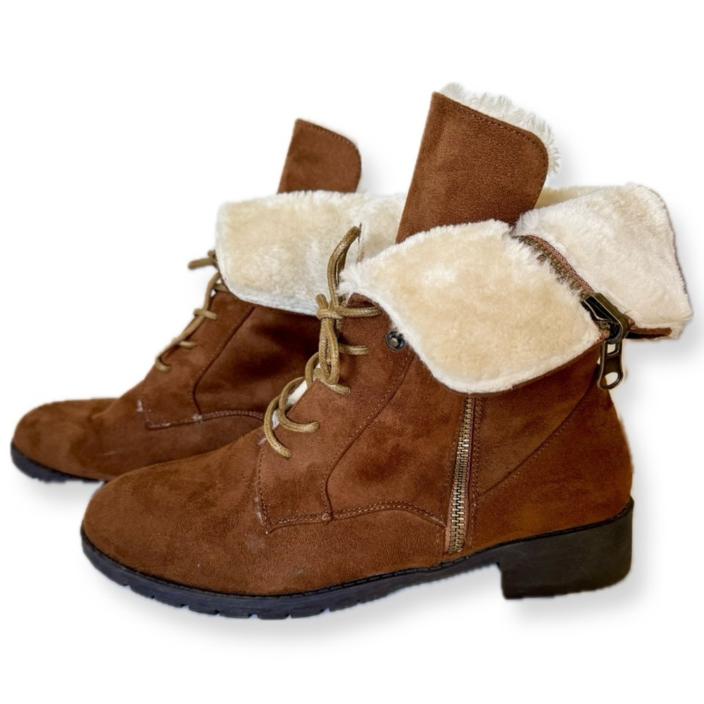 Comfortview Brown Faux Suede The Leighton Weather Boots - Picture 4 of 15